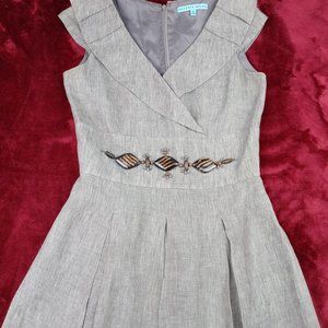 ANTONIO MELANI Beige High-Low Dress with Decorative Belt